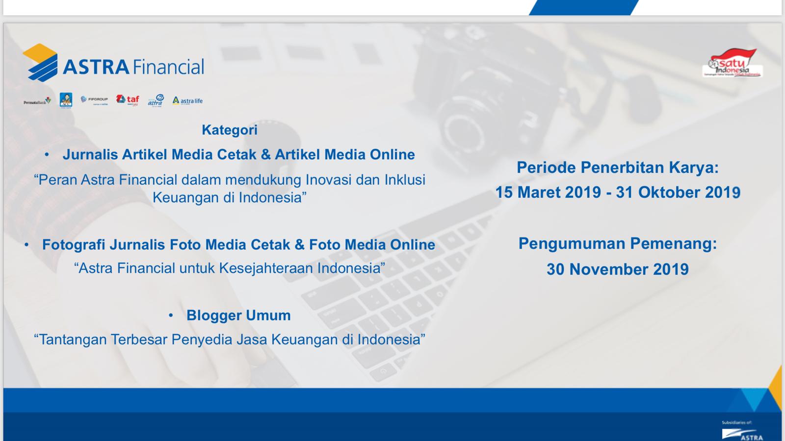 Kompetisi Jurnalis dan Blogger Astra Financial